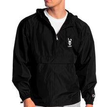 Load image into Gallery viewer, LCKY x Champion Packable Jacket on Model (Black)
