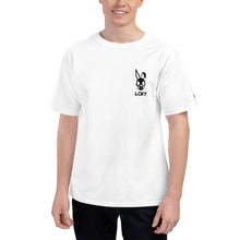 Load image into Gallery viewer, LCKY x Champion Mens Premium Tee on Model (White)
