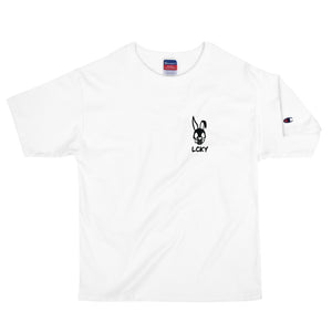 LCKY x Champion Mens Premium Tee Flay-lay (White)