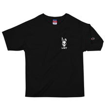 Load image into Gallery viewer, LCKY x Champion Premium Tee Flat-lay (Black)
